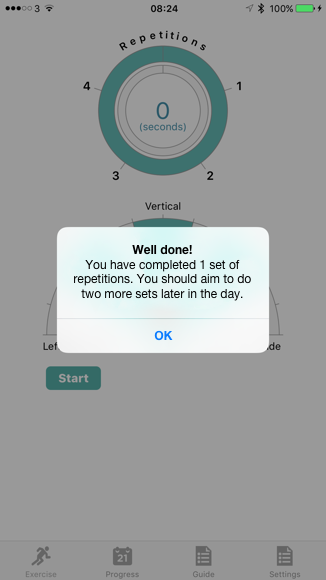 Progress bar show one complete repetition