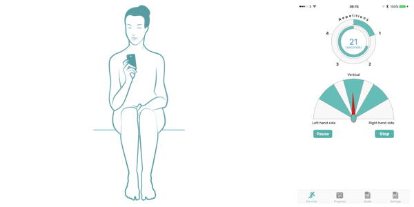 Person again sitting in the vertical position at the end of one repetition